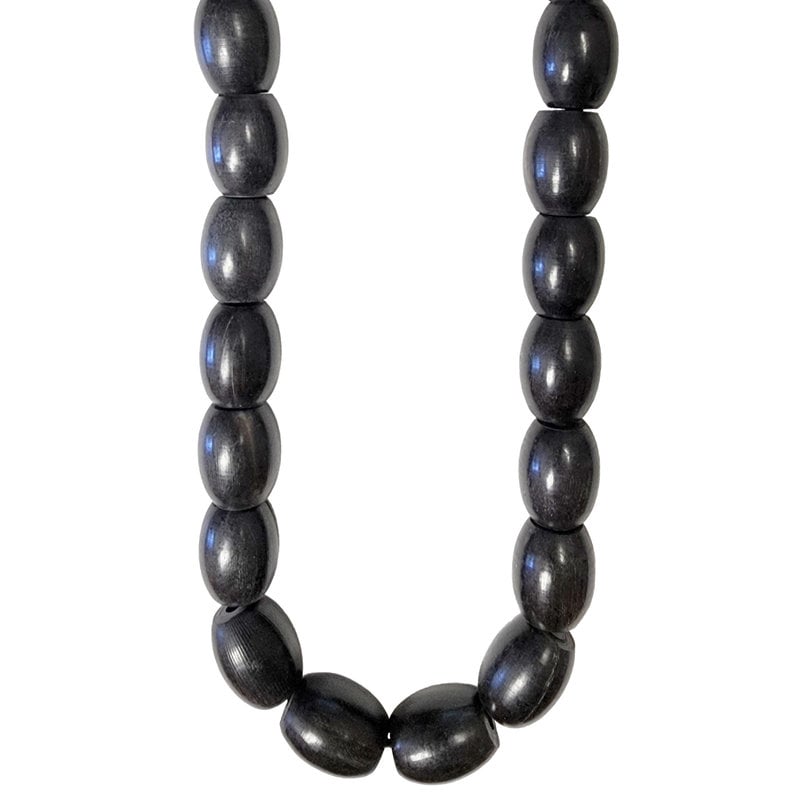 Black Barrel Shape Horn Beads 16" Strand 19x23mm