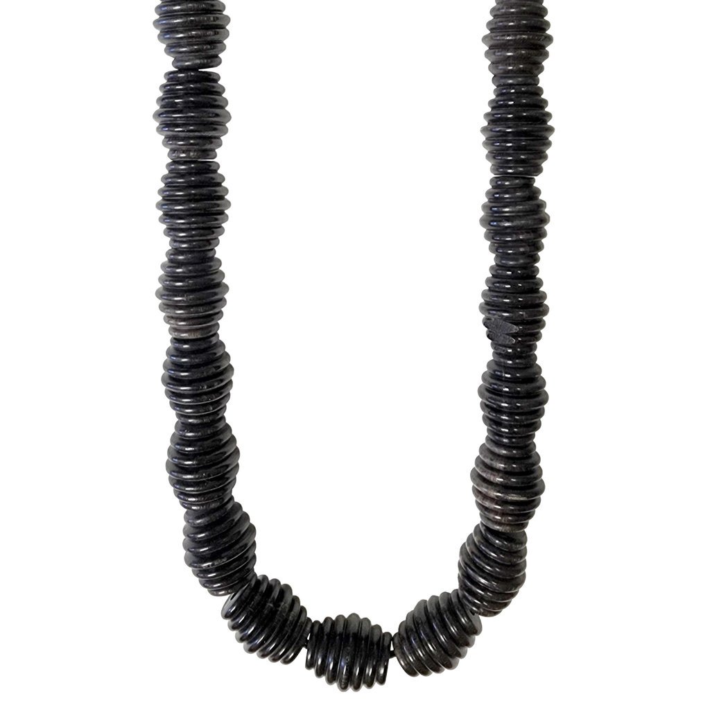 Black Beehive Shape Horn Beads 16" Strand 17x21mm