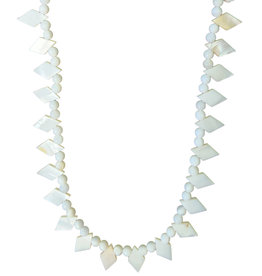White Mixed Shape Shell Beads 16" Strand (Round and ST Diamond)