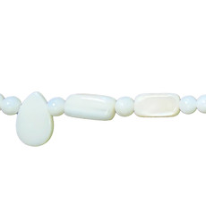 White Mixed Shape Shell Beads 16" Strand (Round, Oval and Teardrop)