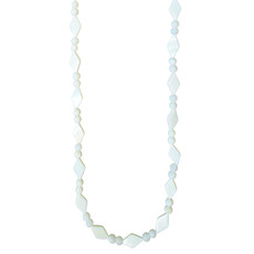White Mixed Shape Shell Beads 16" Strand (Round and TB Diamond)