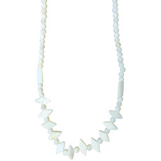 White Mixed Shape Shell Beads 16" Strand (Round, Rectangle and Diamond)