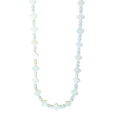 White Mixed Shape Shell Beads 16" Strand (Round and Square Diamond)