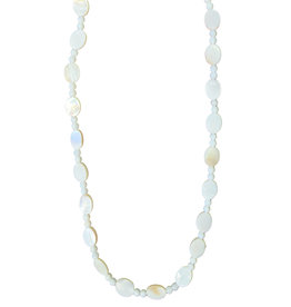 White Mixed Shape Shell Beads 16" Strand (Round and Oval)