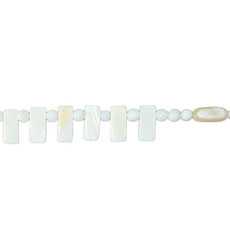 White Mixed Shape Shell Beads 16" Strand (Round, Oval and Rectangle)