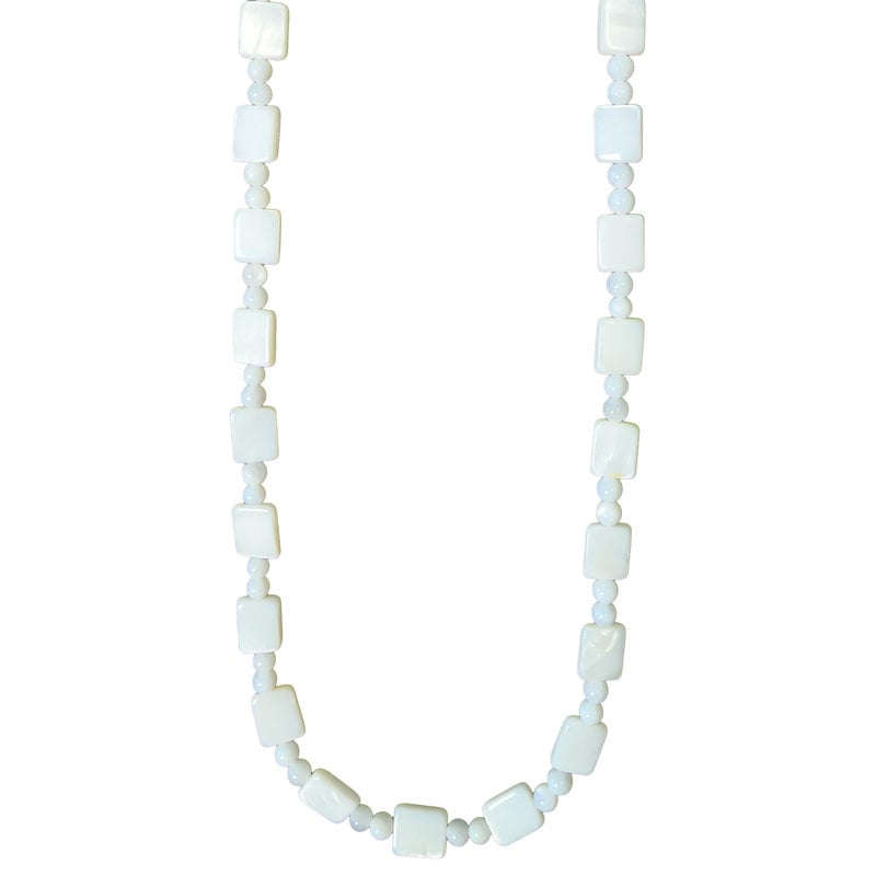 White Mixed Shape Shell Beads 16" Strand (Round and Square)