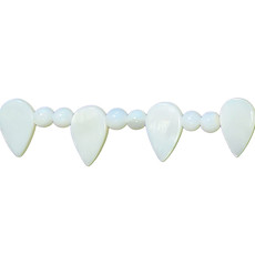 White Mixed Shape Shell Beads 16" Strand (Round and Teardrop)