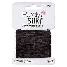 Purely Silk Thread Silk 3 Ply Black 1Mm