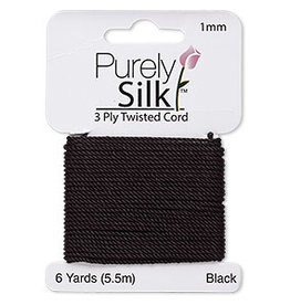 Purely Silk Thread Silk 3 Ply Black 1Mm
