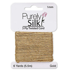 Purely Silk Thread Silk 3 Ply Gold 1Mm