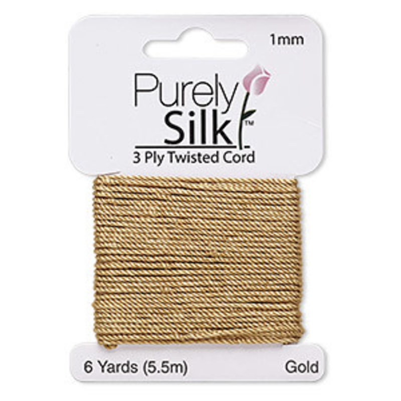 Purely Silk Thread Silk 3 Ply Gold 1Mm