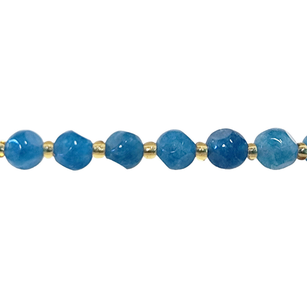 Blue Agate Faceted Cube Diagonally Drilled 16" Strand 6mm