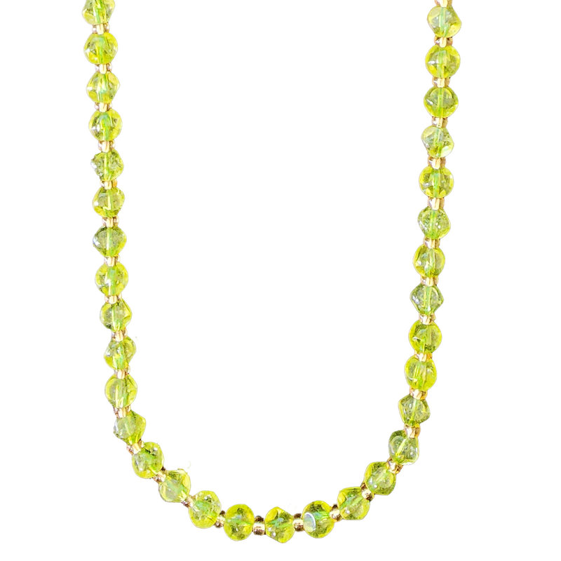 Peridot Faceted Cube Diagonally Drilled 16" Strand 6mm