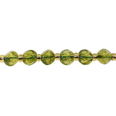 Peridot Faceted Cube Diagonally Drilled 16" Strand 6mm