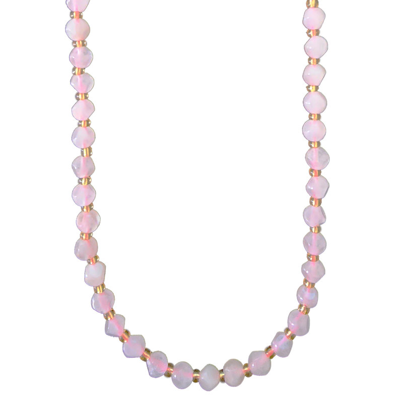 Rose Quartz Faceted Cube Diagonally Drilled 16" Strand 6mm