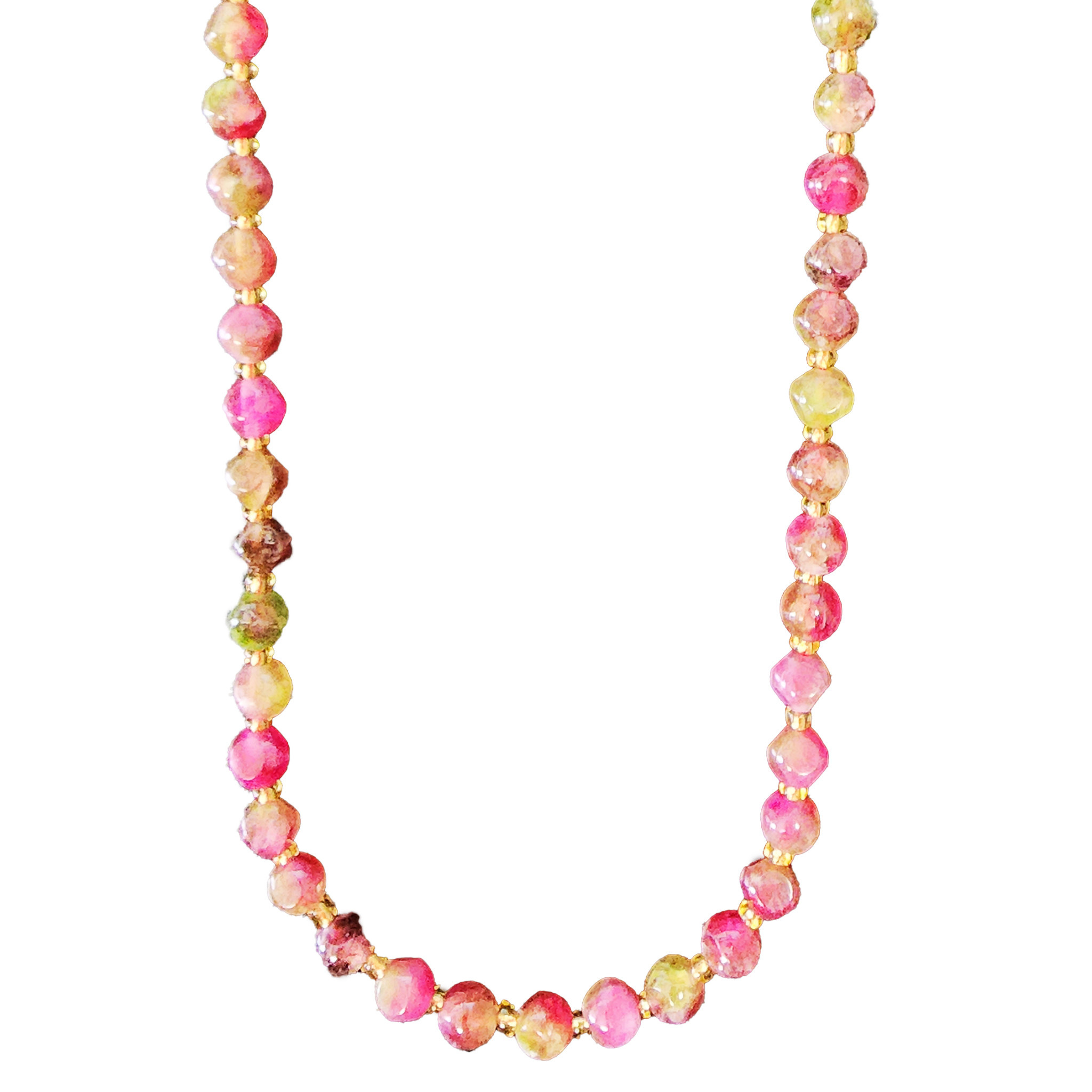 Watermelon Tourmaline Faceted Cube Diagonally Drilled 16" Strand 6mm