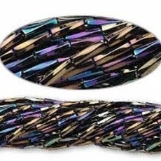 Preciosa Czech Bugle Bead Twisted #3 Opaque Iris Blue/hank