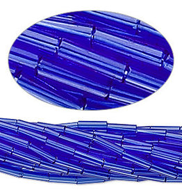 Preciosa Czech Bugle Bead #3 Transparent Med Blue/hank