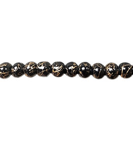 Glass Bead Opaque Black with Gold Splatter