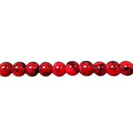 Glass Bead Opaque Red with Black Splatter