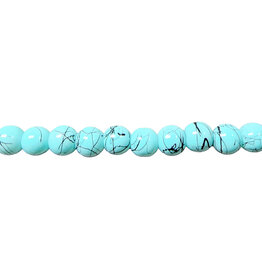 Glass Bead Opaque Tiffany Blue with Black Splatter