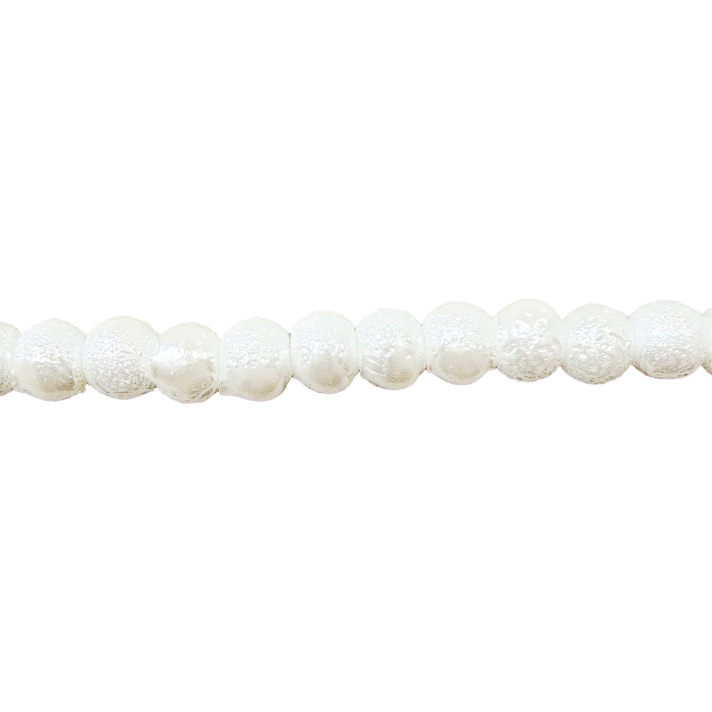 Bead World Glass Bead Strand Rough Finish White