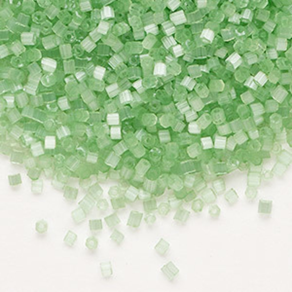 Preciosa SB#11 Loose Hex 2-Cut TL Satin Solgel Dyed Green 50gm pkg.