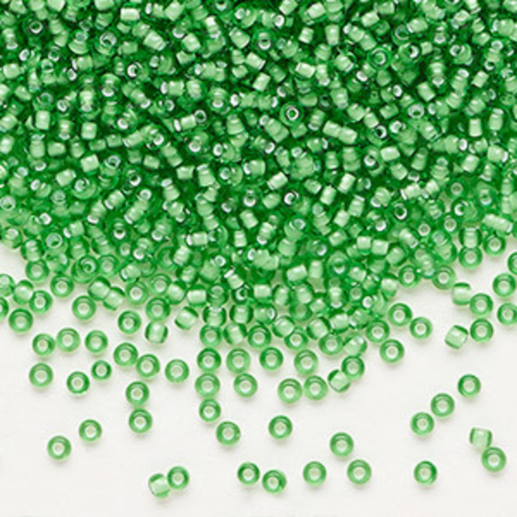 Preciosa Sb#11 Loose Transparent Chalkwhite-Lined Green 50-gram pkg.