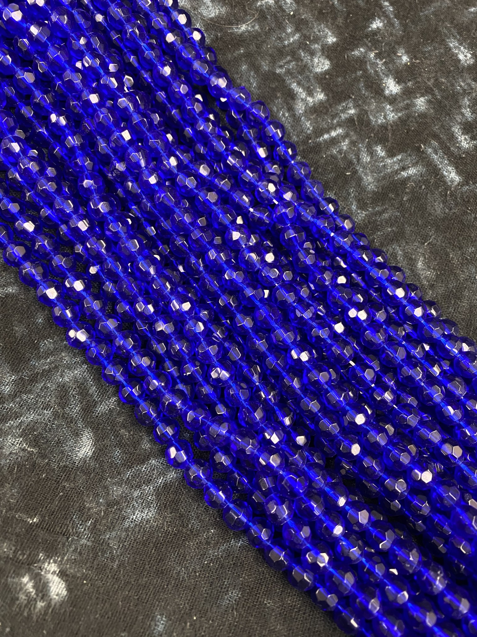 Faceted Round Blue Beads Strand 8mm 45pcs Bead World Incorporated