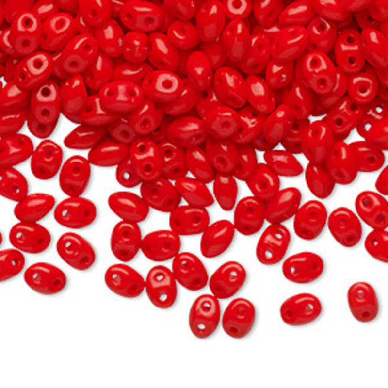 Preciosa Preciosa Twin Bead Orange-Red 5x2.5mm 10Gm
