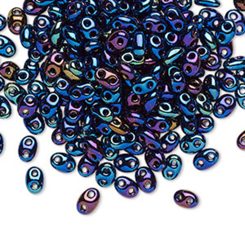 Preciosa Preciosa Twin Bead Opaque Iris Blue 5x2.5mm 10Gm