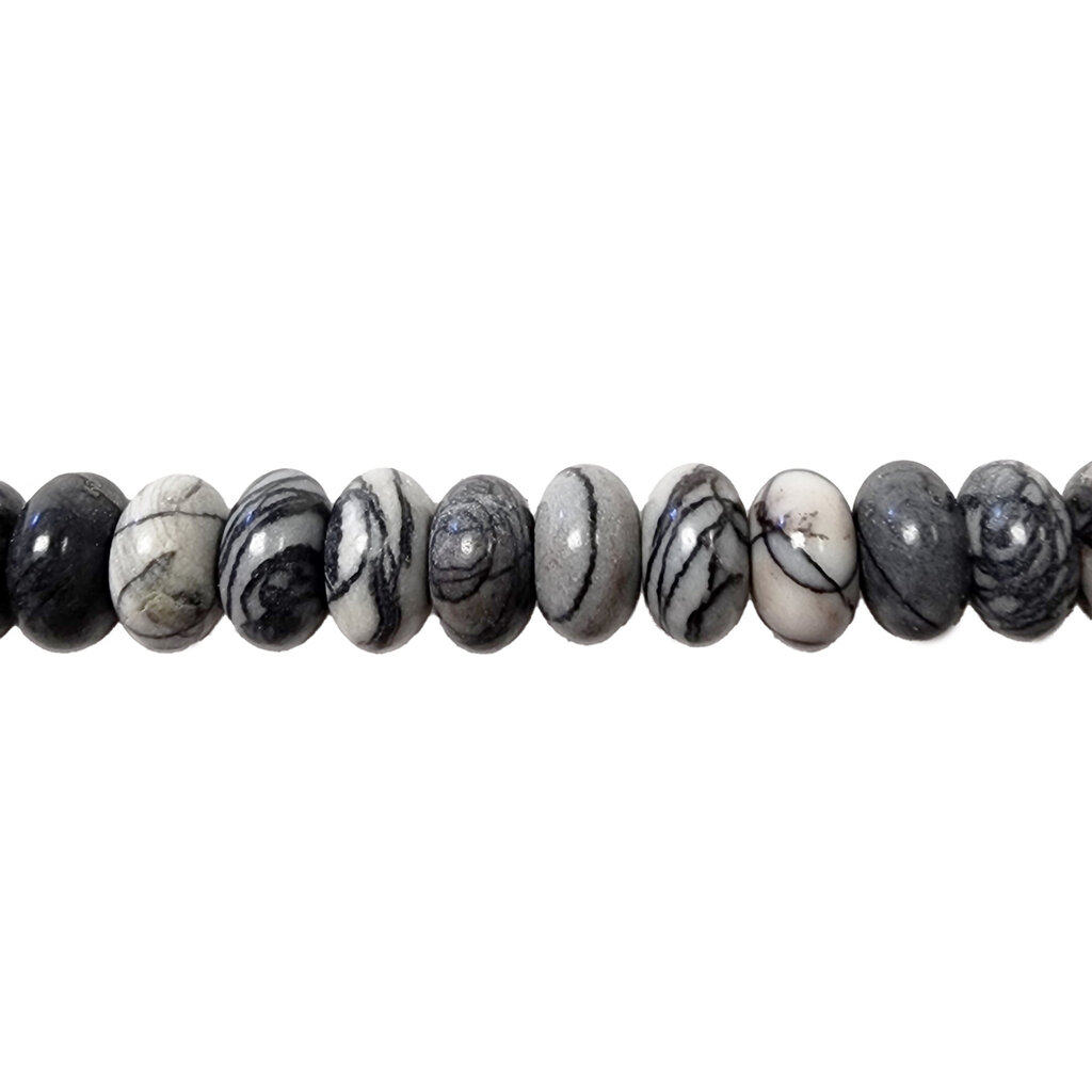 Spider Web Jasper Smooth Rondelle 16" Strand