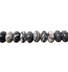 Spider Web Jasper Smooth Rondelle 16" Strand