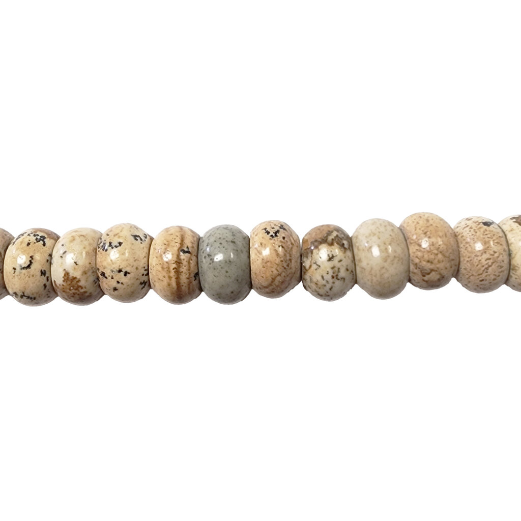 Picture Jasper Smooth Rondelle 16" Strand