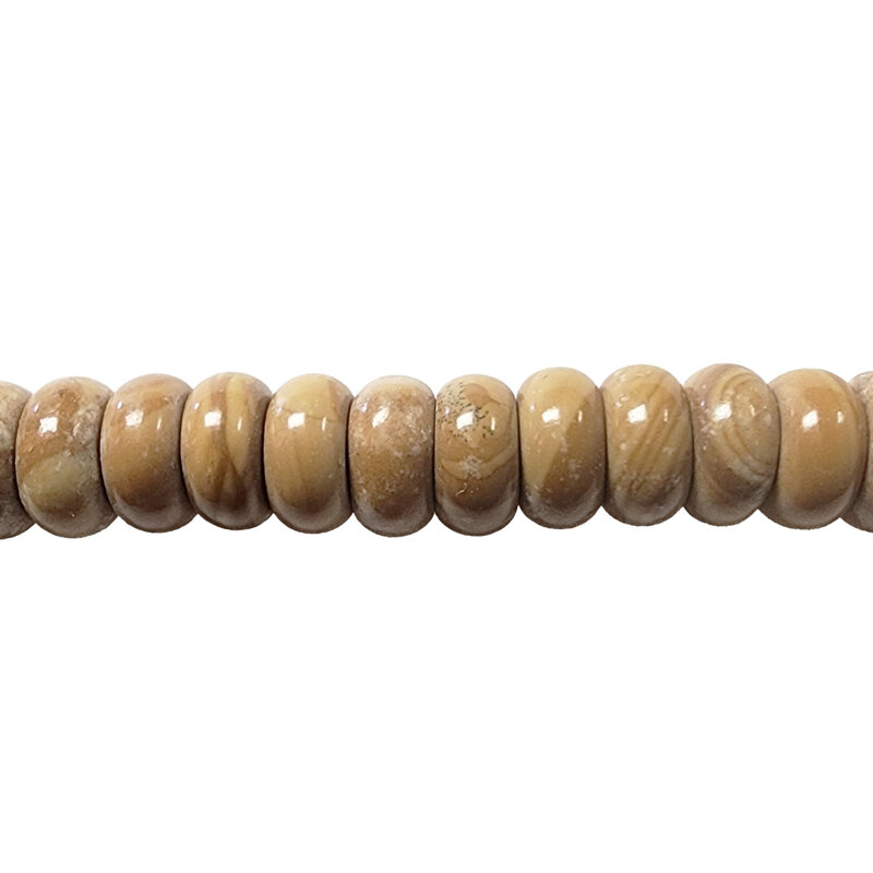 Wood Skin Jasper Smooth Rondelle 16" Strand