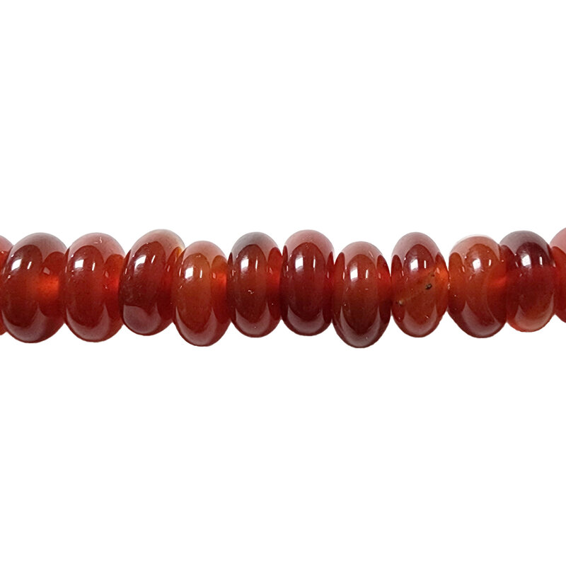 Red Agate Smooth Rondelle 16" Strand