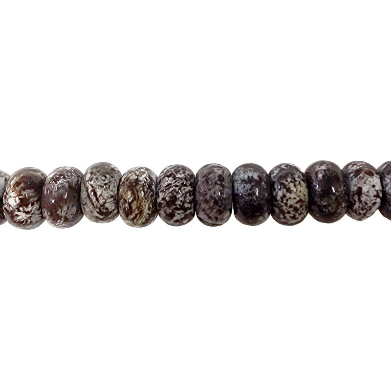 Brown Snowflake Smooth Rondelle 16" Strand