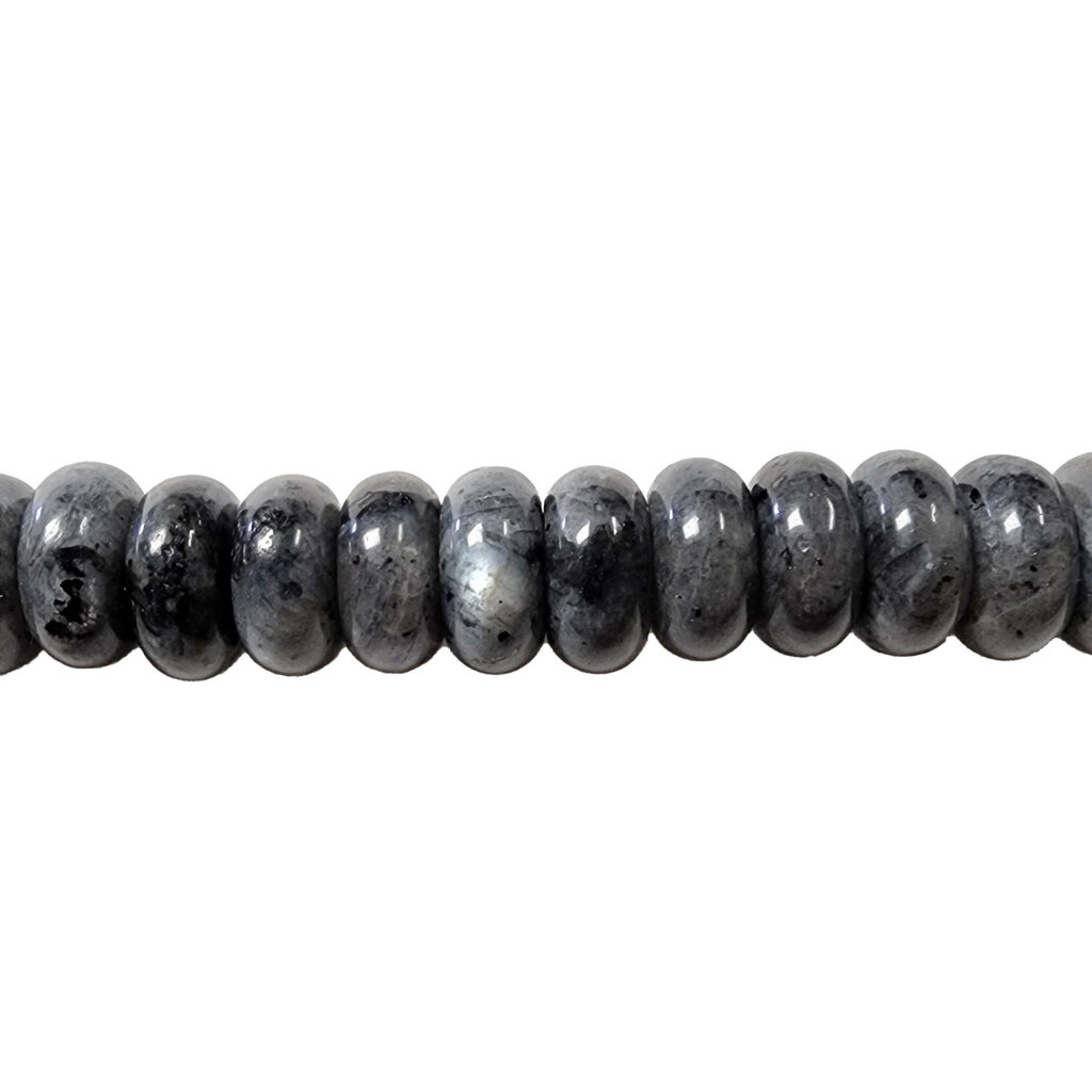 Black Labradorite Smooth Rondelle 16" Strand