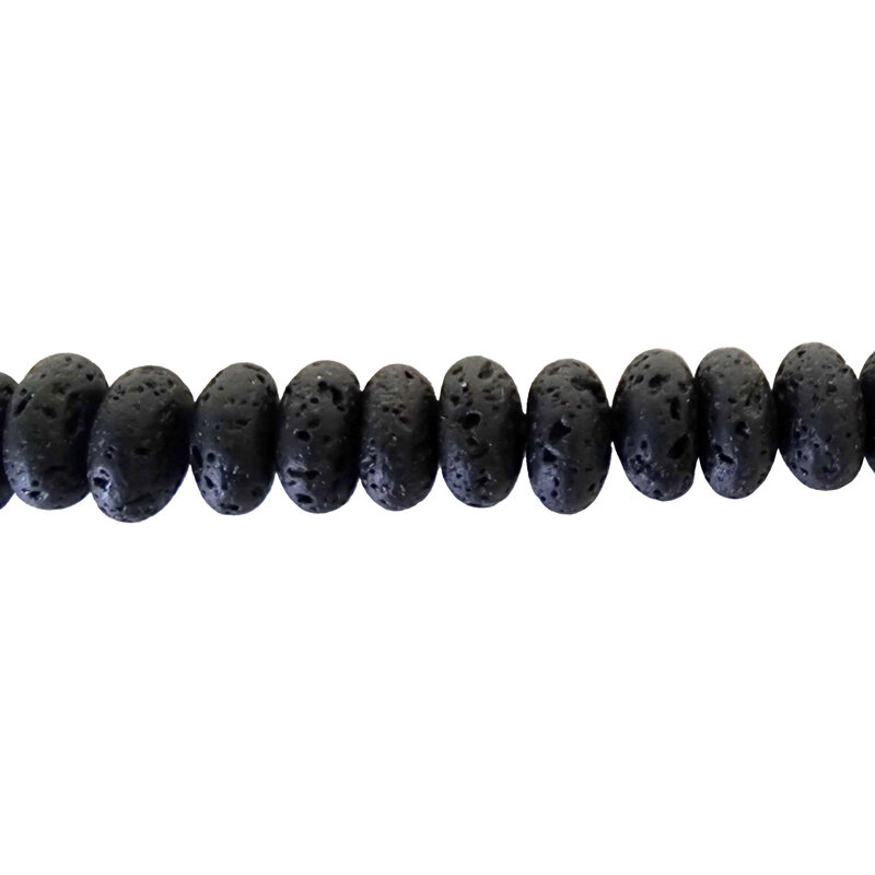Lava Stone Smooth Rondelle 16" Strand