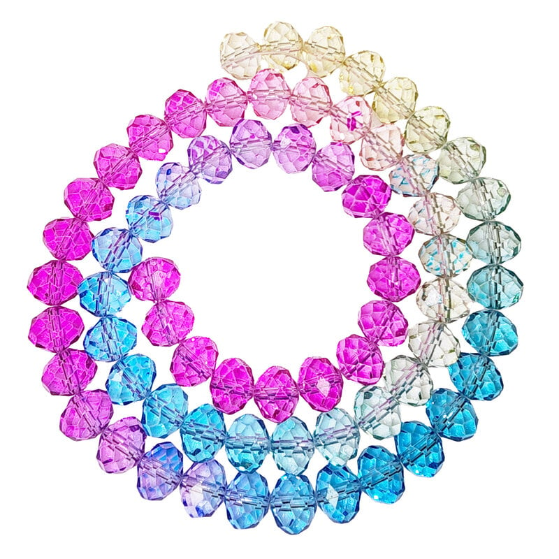 Faceted Mixed Light 7 Color Bead Strand