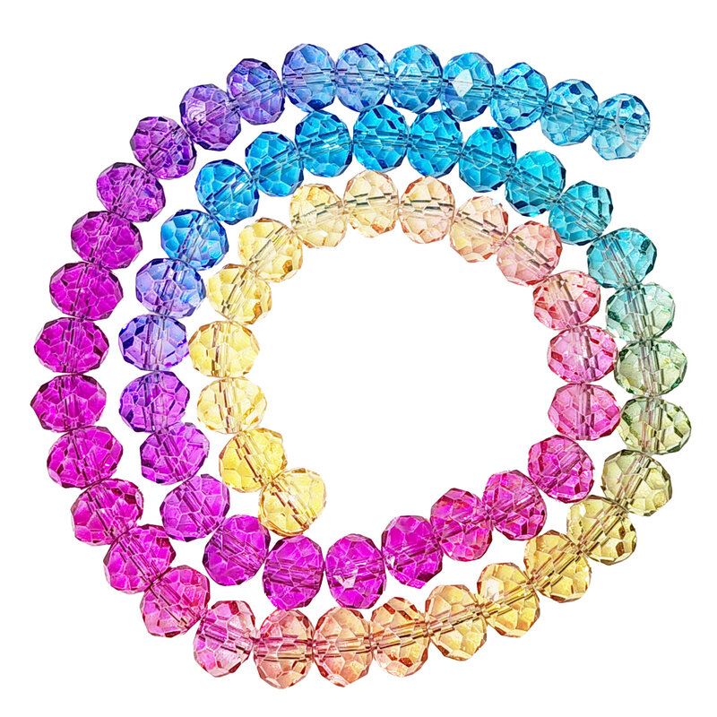 Faceted Mixed 7 Color Bead Strand