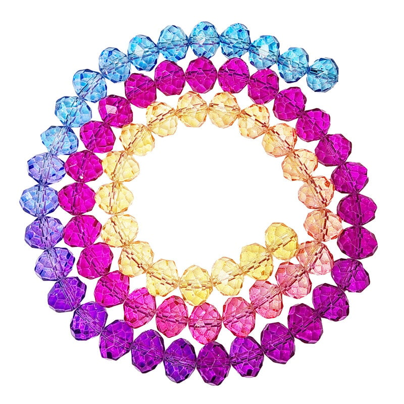 Faceted Mixed 5 Color Bead Strand