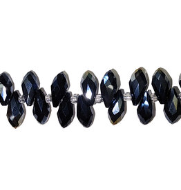Black AB Teardrop Faceted  Beads 16" Strand 6x12mm