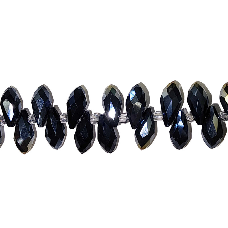 Black AB Teardrop Faceted  Beads 16" Strand 6x12mm