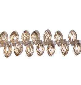 Champagne AB Teardrop Faceted  Beads 16" Strand 6x12mm
