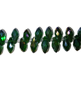 Green AB Teardrop Faceted  Beads 16" Strand 6x12mm