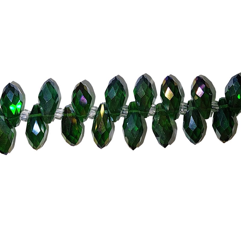 Green AB Teardrop Faceted  Beads 16" Strand 6x12mm