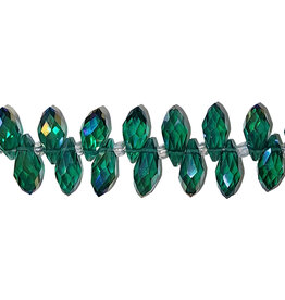 Emerald AB Teardrop Faceted  Beads 16" Strand 6x12mm