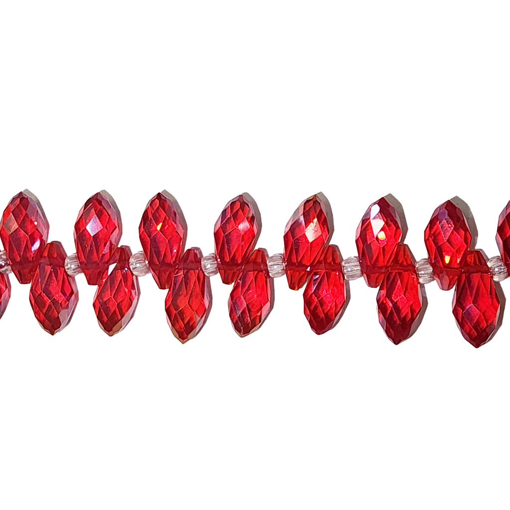 Red AB Teardrop Faceted  Beads 16" Strand 6x12mm