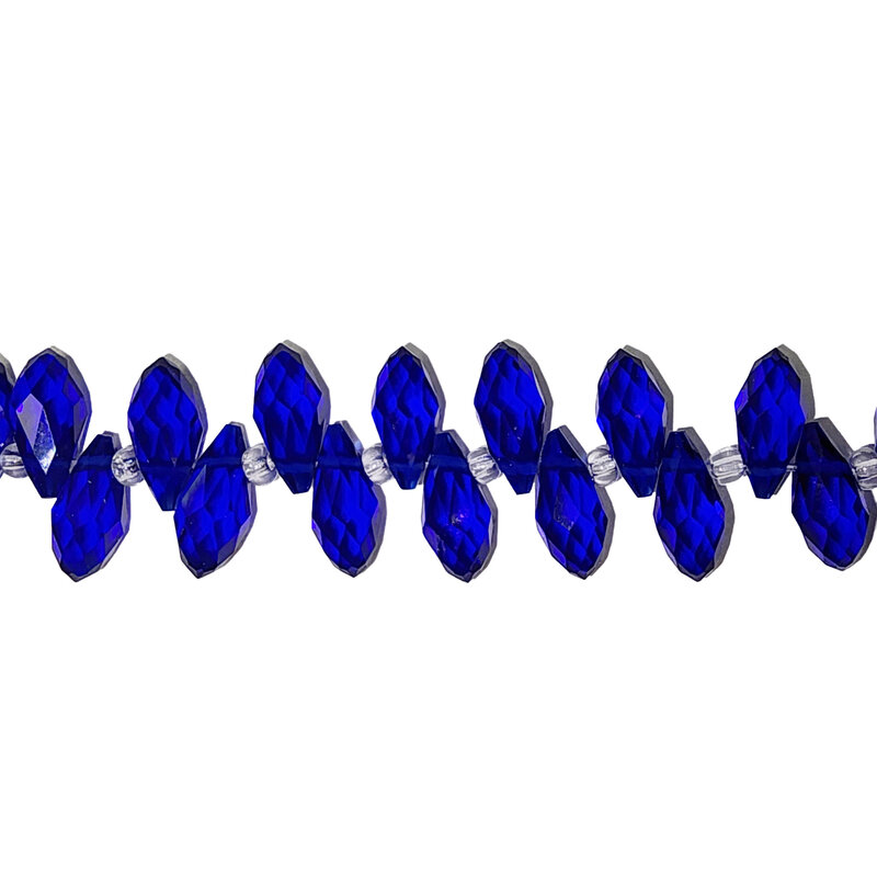 Cobalt Teardrop Faceted  Beads 16" Strand 6x12mm